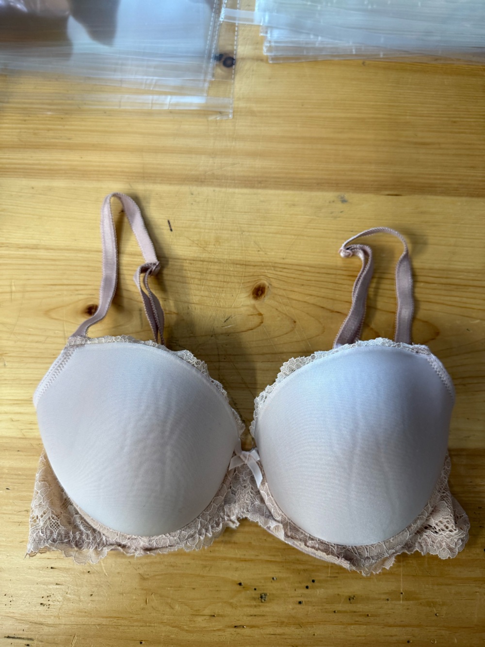 Victorias Secret Dream Angels Lined Demi Bra Lace Cream Beige 34C
